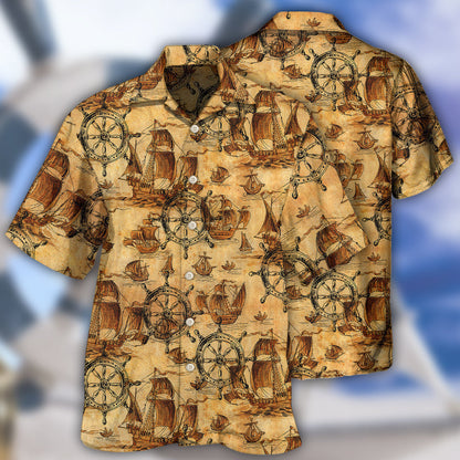 Ship Wheel Sea Vintage Style - Hawaiian Shirt 