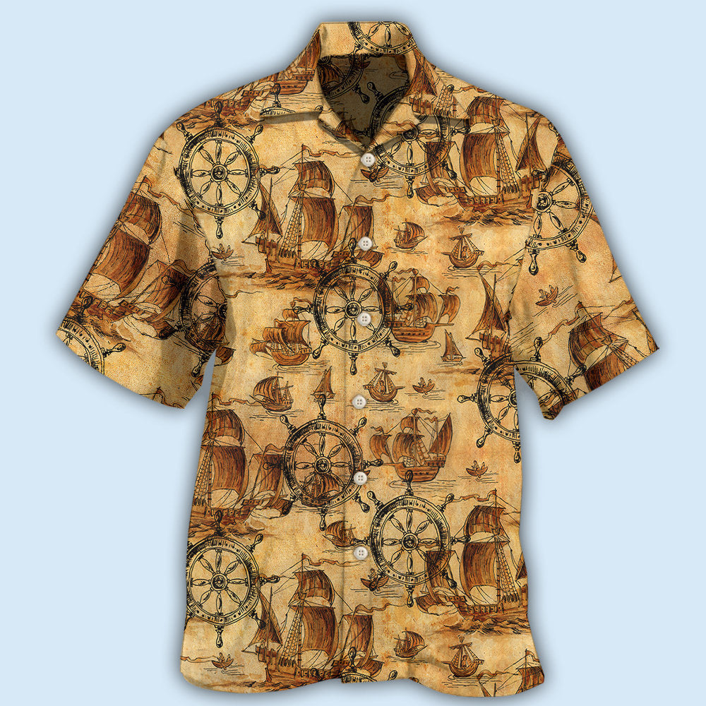 Ship Wheel Sea Vintage Style - Hawaiian Shirt 