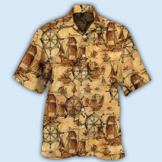 Ship Wheel Sea Vintage Style - Hawaiian Shirt 