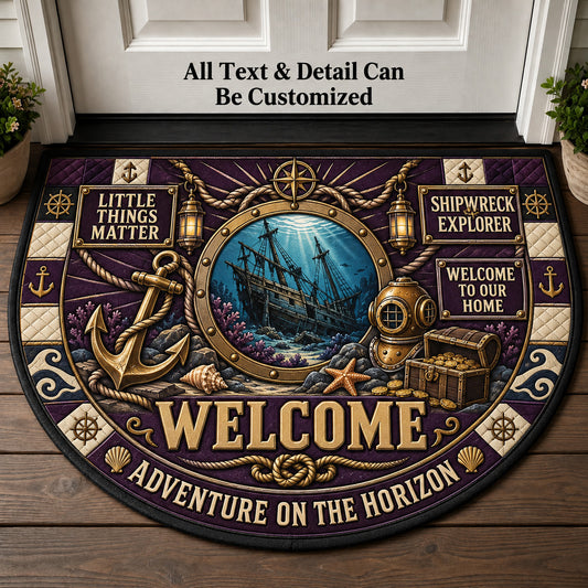 Shipwreck Explorer Personalized Half Round Mat | 5To9Vibe