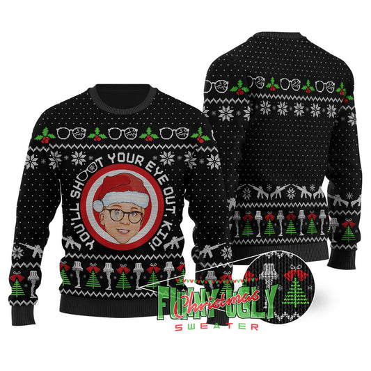 Shoot Your Eye Out A Christmas Story Sweater Black