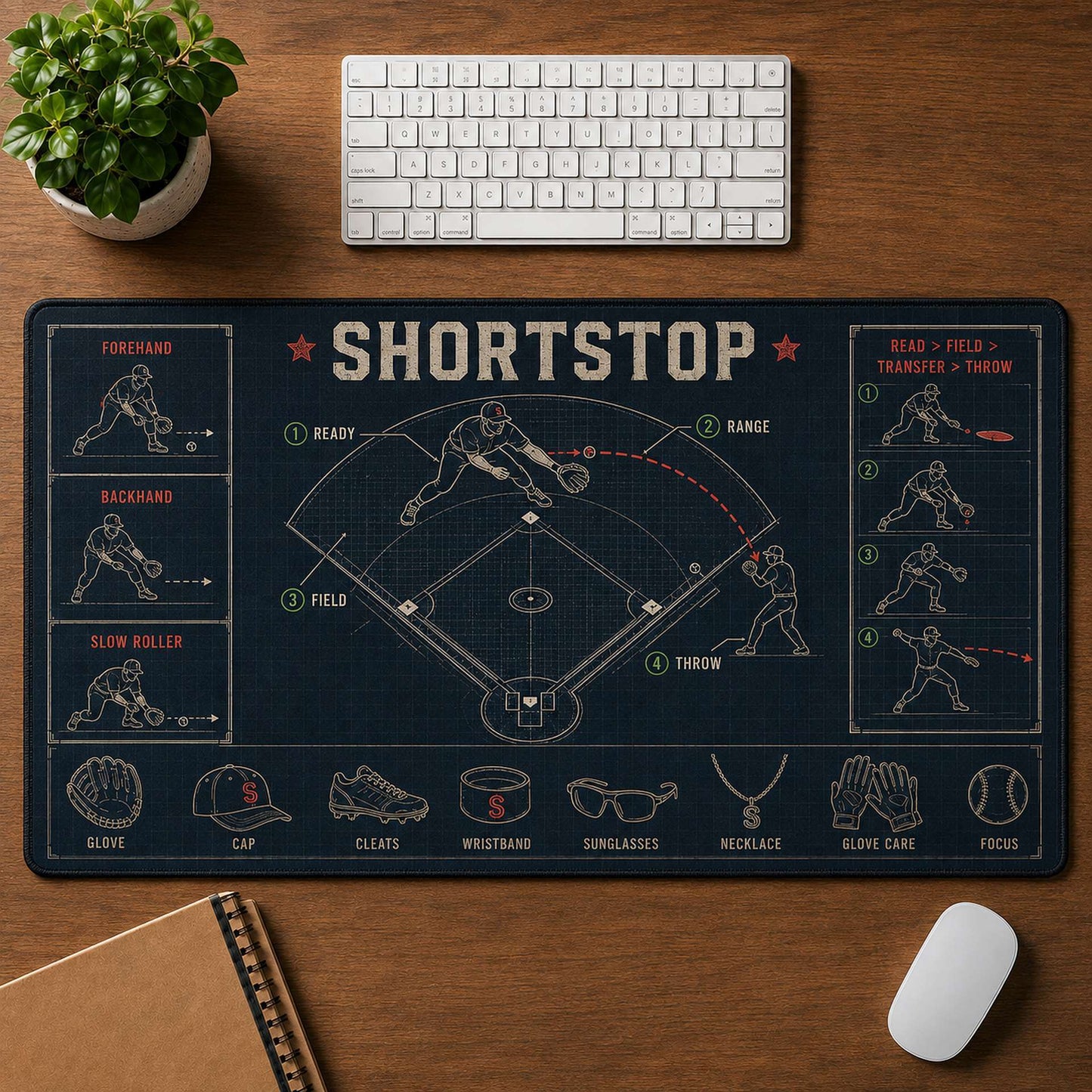 Shortstop Blueprint Desk Mat | 5To9Vibe