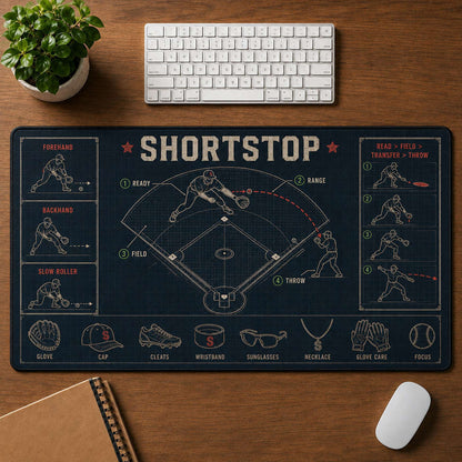 Shortstop Blueprint Desk Mat | 5To9Vibe