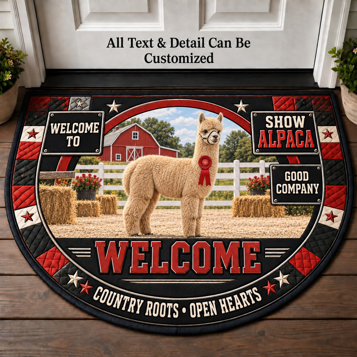 Show Alpaca Personalized Half Round Mat | 5To9Vibe