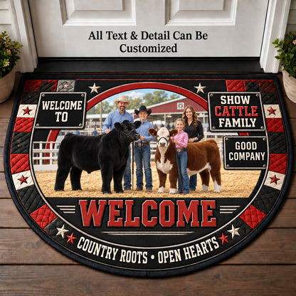Show Cattle Family Personalized Half Round Mat | 5To9Vibe