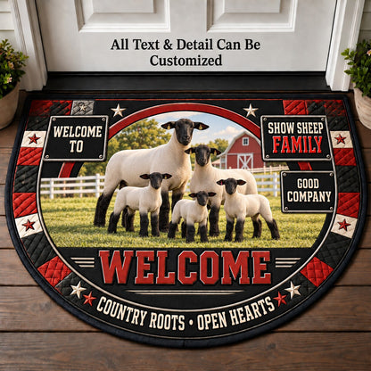 Show Sheep Family Personalized Half Round Mat | 5To9Vibe