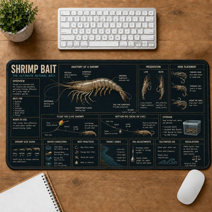 Shrimp Bait Fishing Field Guide Desk Mat | 5To9Vibe