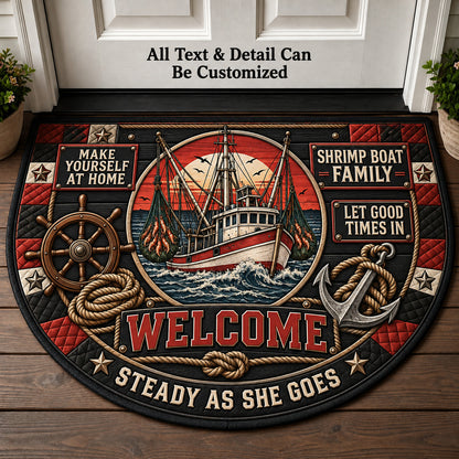 Shrimp Boat Family Personalized Half Round Mat | 5To9Vibe
