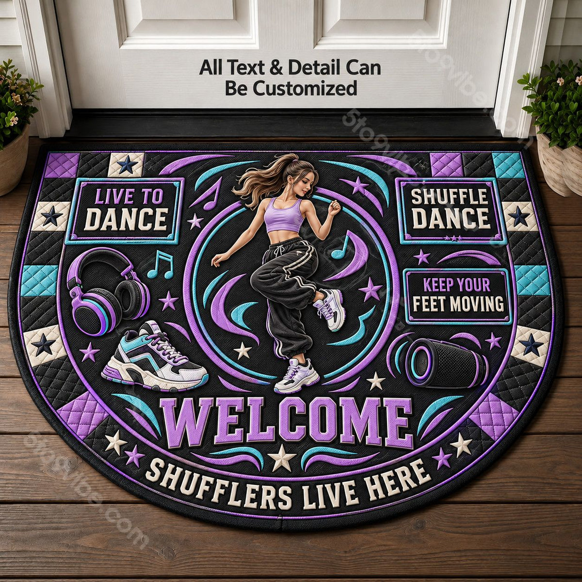 Shuffle Dance Personalized Half Round Mat | 5To9Vibe