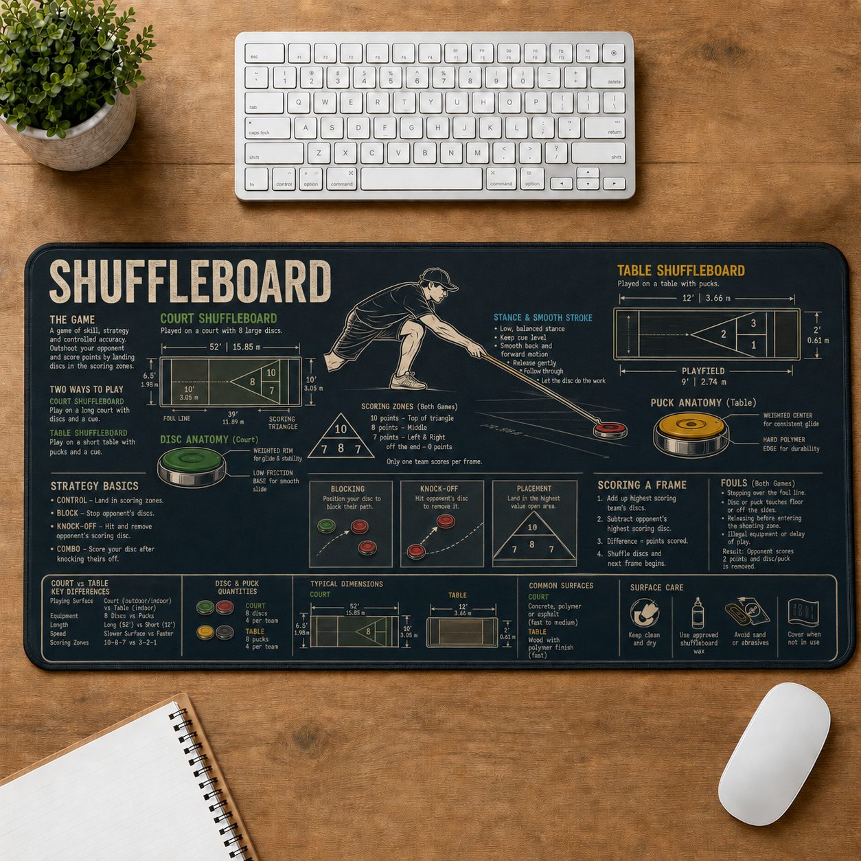 Shuffleboard Sports Visual Guide Desk Mat | 5To9Vibe