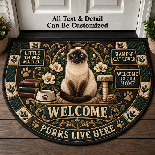 Siamese Cat Lover Personalized Half Round Mat | 5To9Vibe