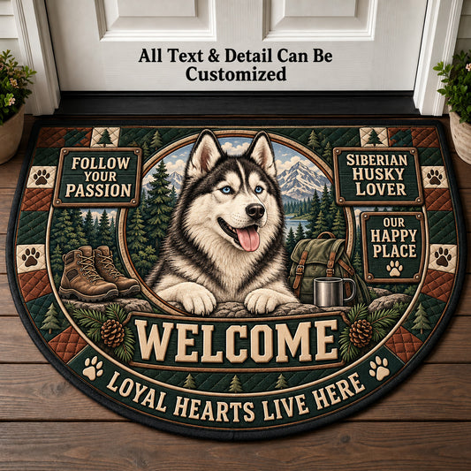 Siberian Husky Lover Personalized Half Round Mat | 5To9Vibe