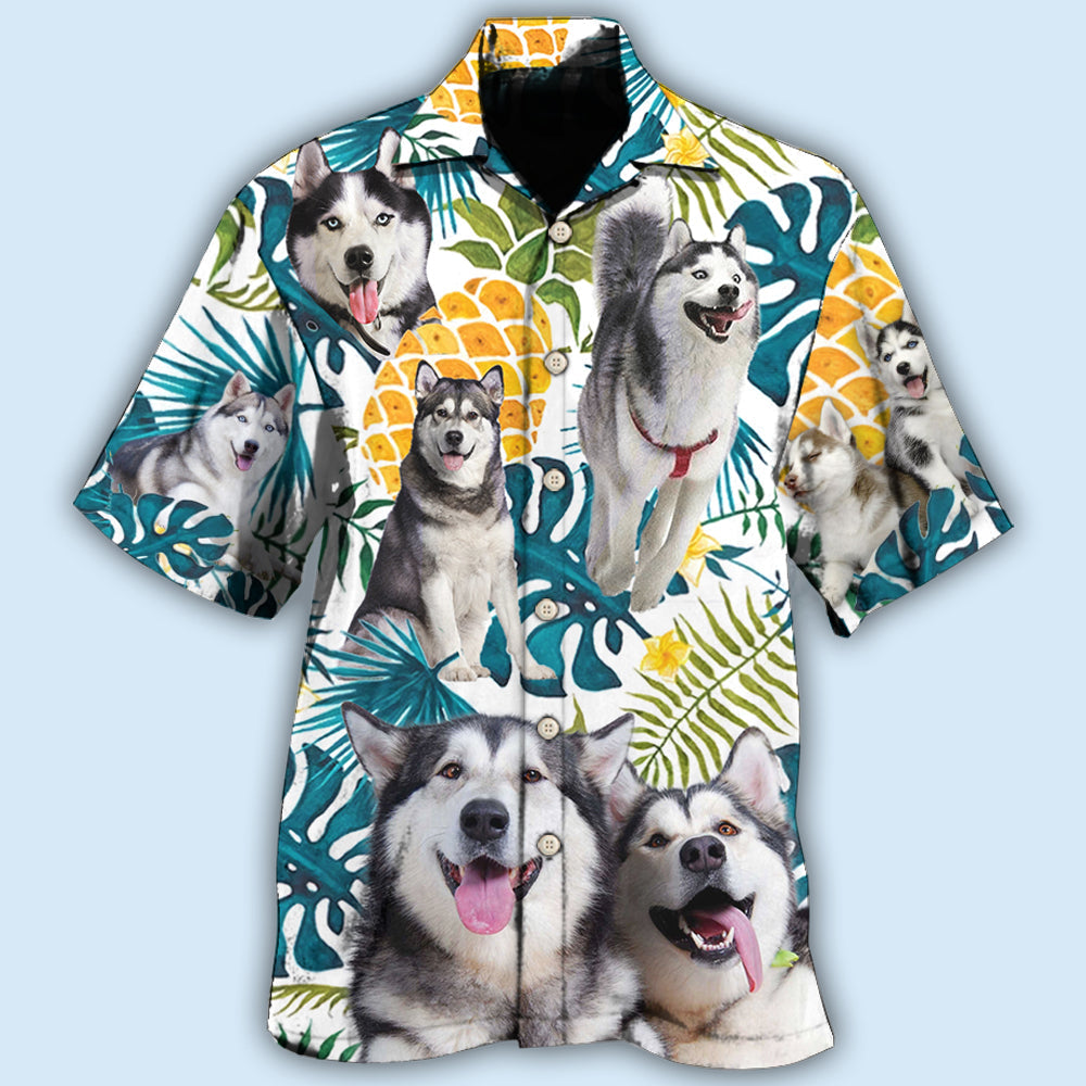 Husky Funny Husky Tropical Leaf - Hawaiian Shirt 