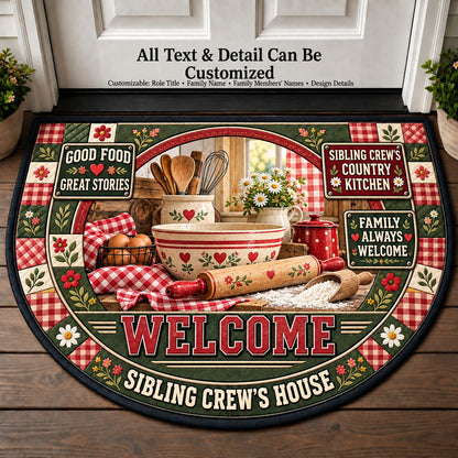 Sibling Crew's Country Kitchen Personalized Half Round Mat | 5To9Vibe