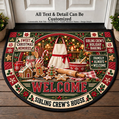 Sibling Crew's Holiday Baking Personalized Half Round Mat | 5To9Vibe