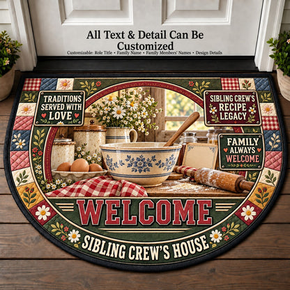 Sibling Crew's Recipe Legacy Personalized Half Round Mat | 5To9Vibe