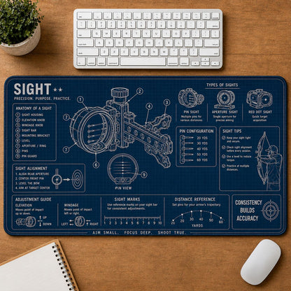 Archery Sight Sports Technique Guide Desk Mat | 5To9Vibe