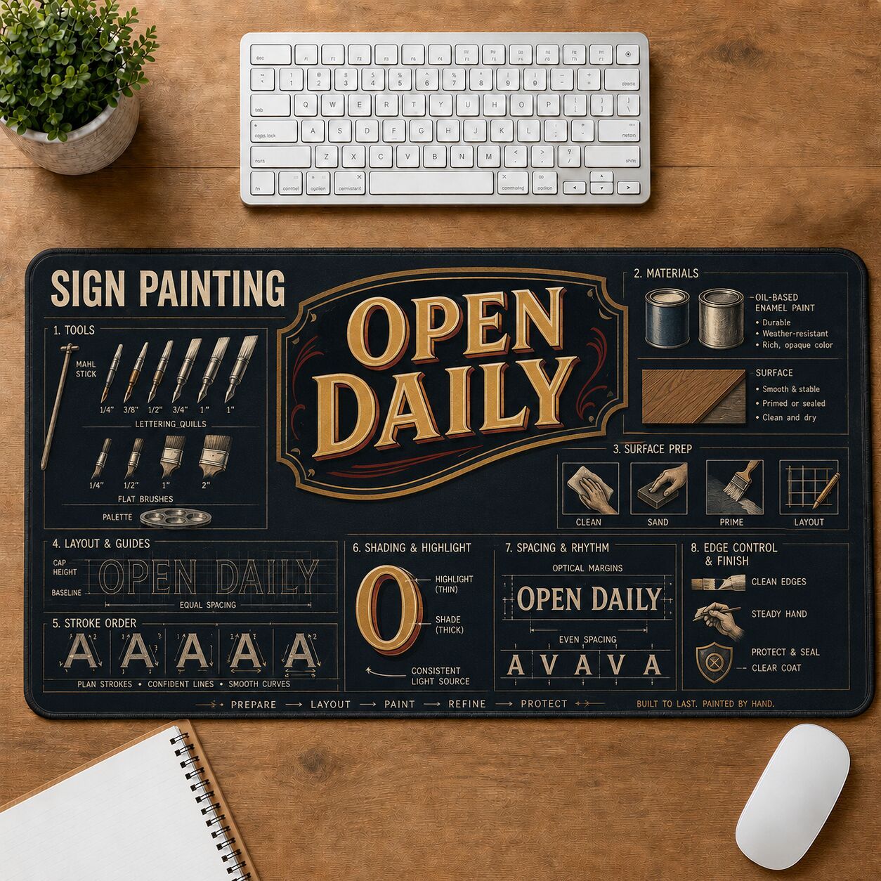Sign Painting Creative Reference Guide Desk Mat | 5To9Vibe