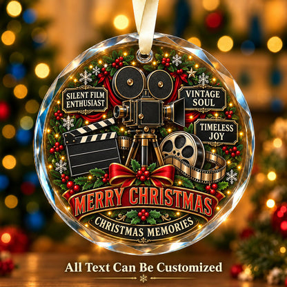 Silent Film Enthusiast Personalized Glass Ornament | 5To9Vibe