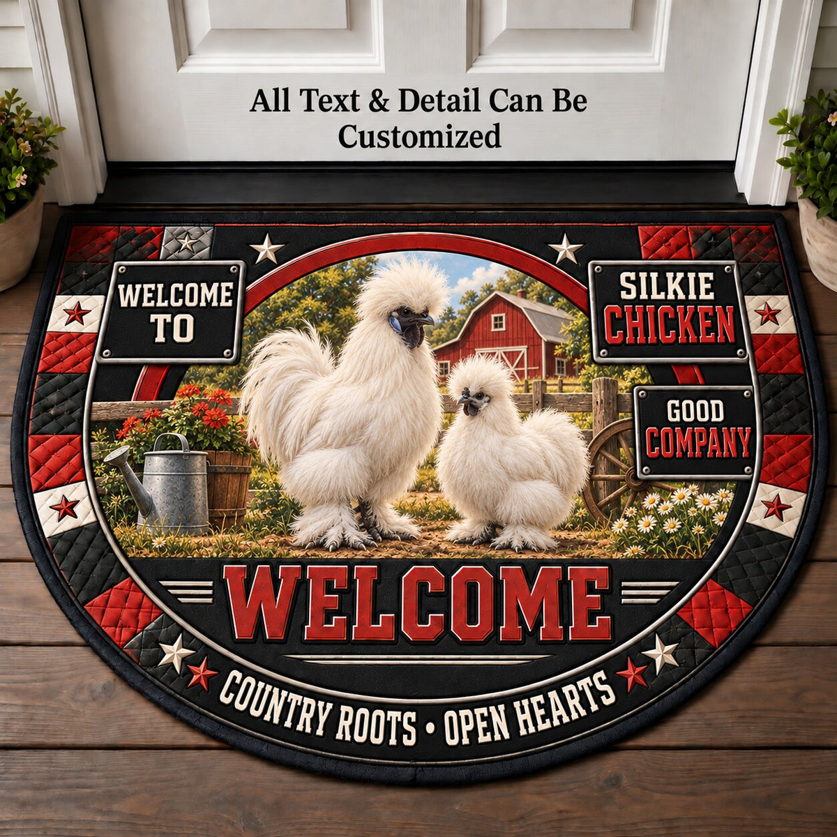 Silkie Chicken Personalized Half Round Mat | 5To9Vibe