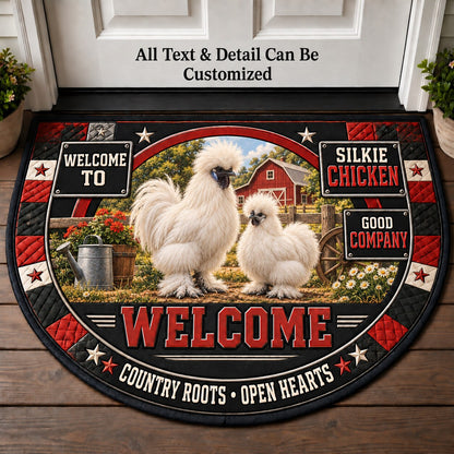 Silkie Chicken Personalized Half Round Mat | 5To9Vibe