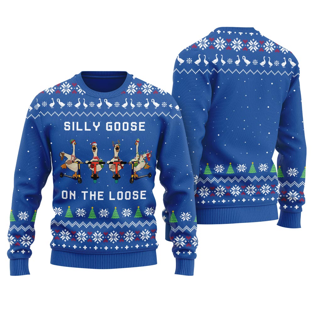 Funny Goose Skating Mens Funny Christmas Sweater