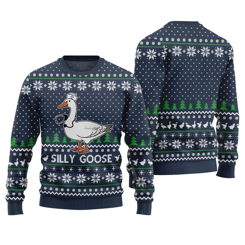 Silly Goose Nurse Ugly Christmas Sweater