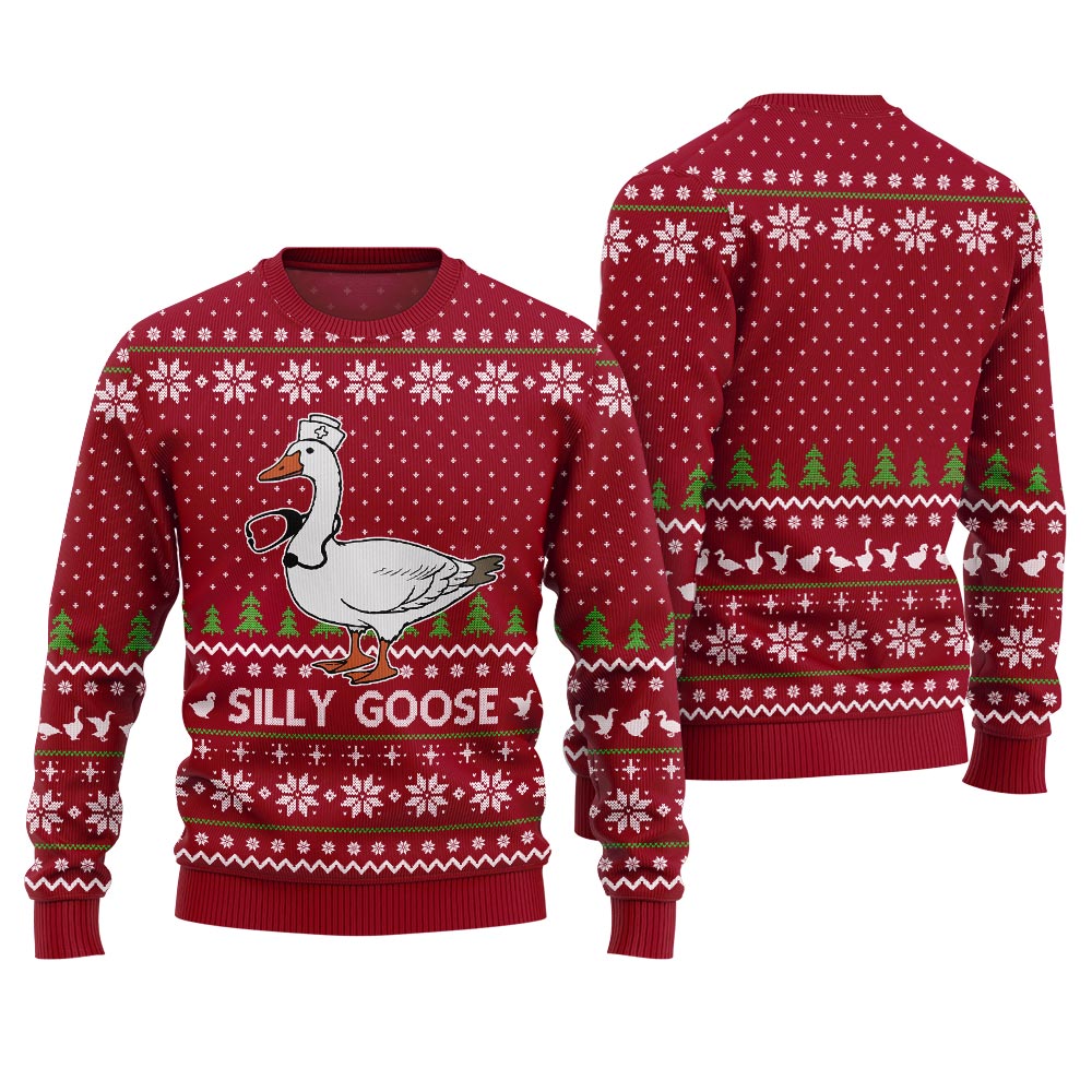 Silly Goose Nurse Ugly Christmas Sweater