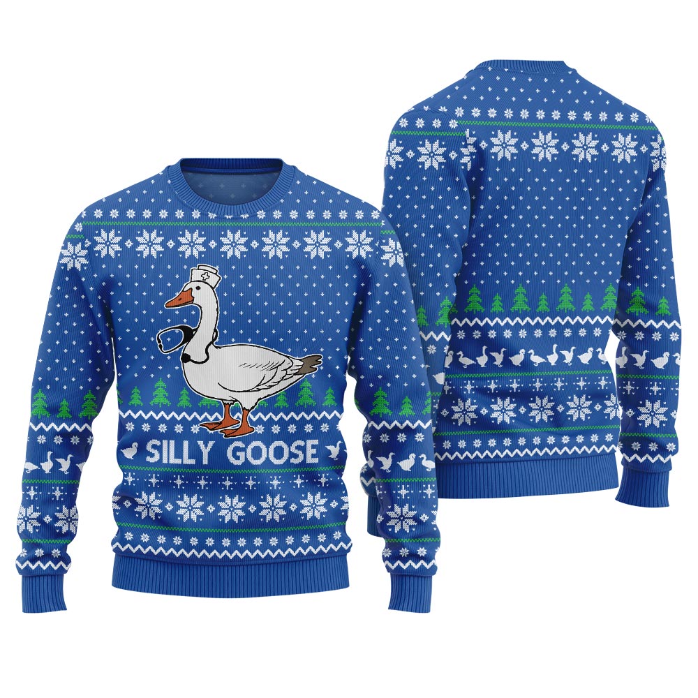 Silly Goose Nurse Ugly Christmas Sweater