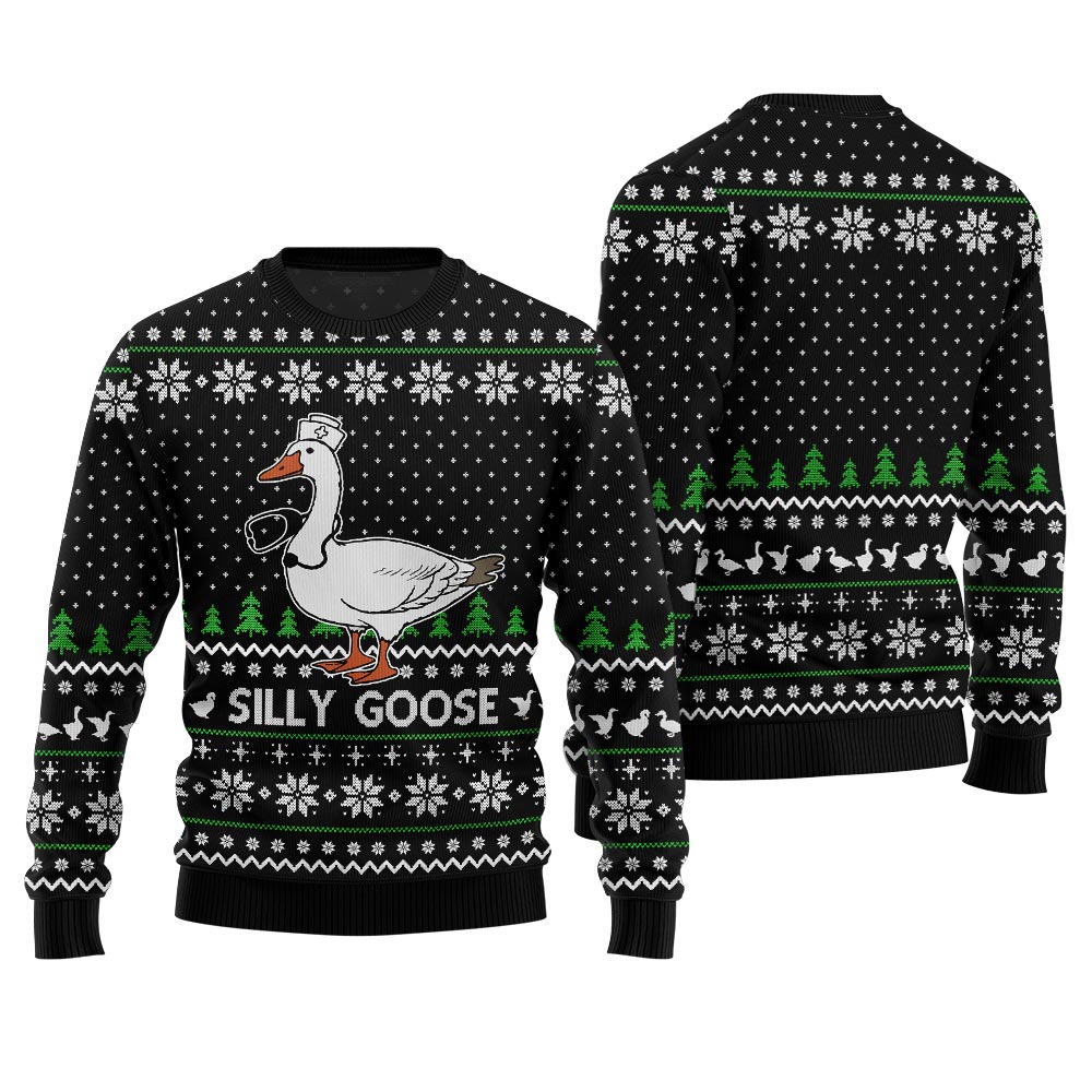 Silly Goose Nurse Ugly Christmas Sweater
