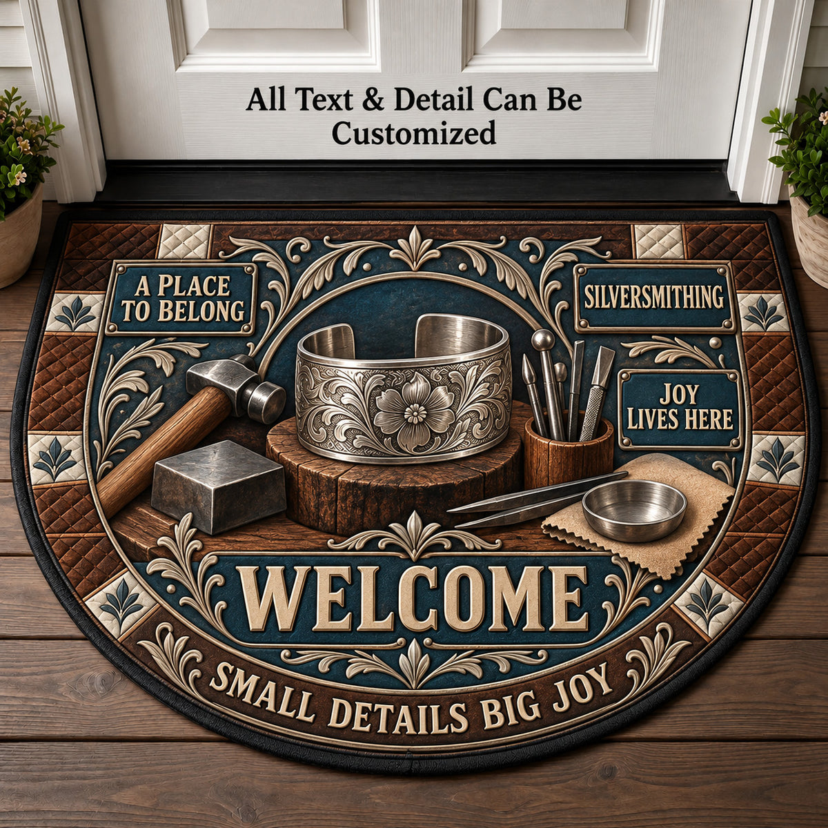 Silversmithing Personalized Half Round Mat | 5To9Vibe