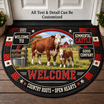 Simmental Cattle Personalized Half Round Mat | 5To9Vibe