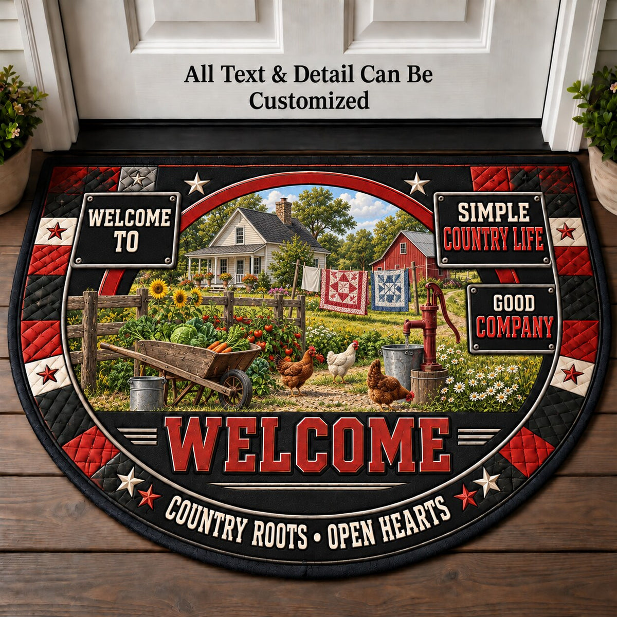Simple Country Life Personalized Half Round Mat | 5To9Vibe