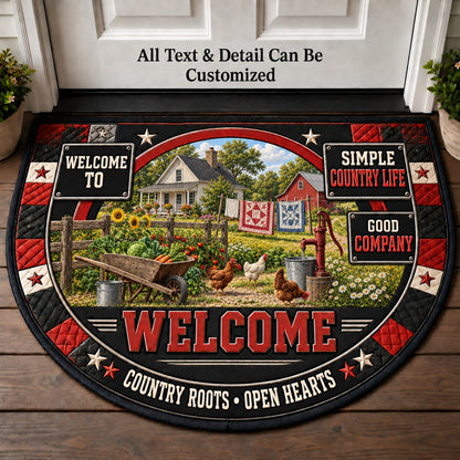 Simple Country Life Personalized Half Round Mat | 5To9Vibe