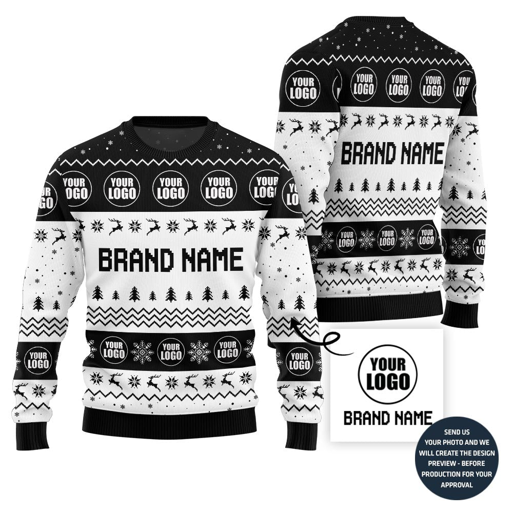 Simple Custom Brand Name And Logo Ugly Christmas Sweater