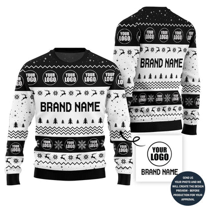Simple Custom Brand Name And Logo Ugly Christmas Sweater