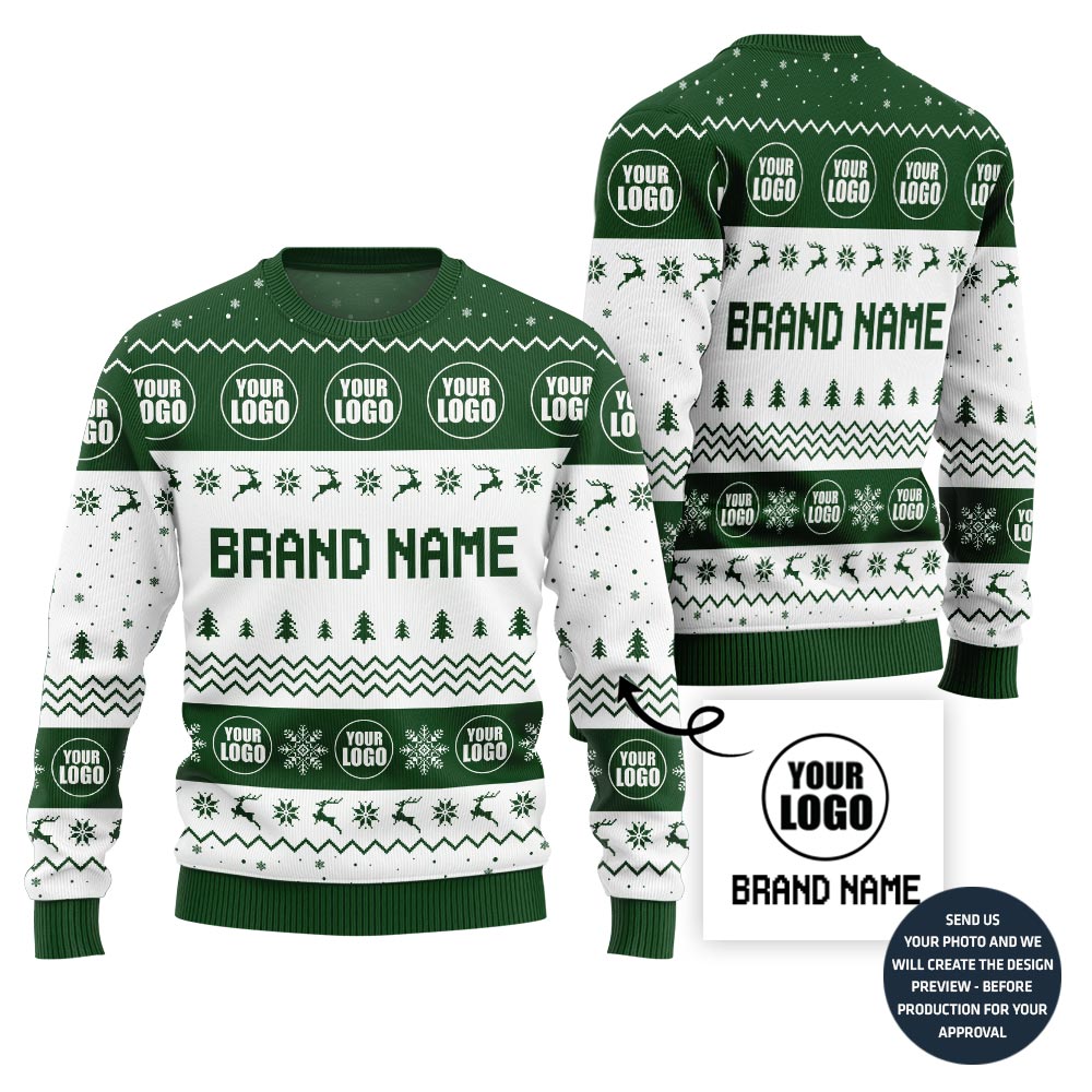 Simple Custom Brand Name And Logo Ugly Christmas Sweater