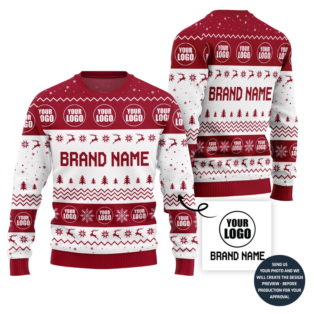 Simple Custom Brand Name And Logo Ugly Christmas Sweater
