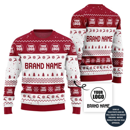 Simple Custom Brand Name And Logo Ugly Christmas Sweater
