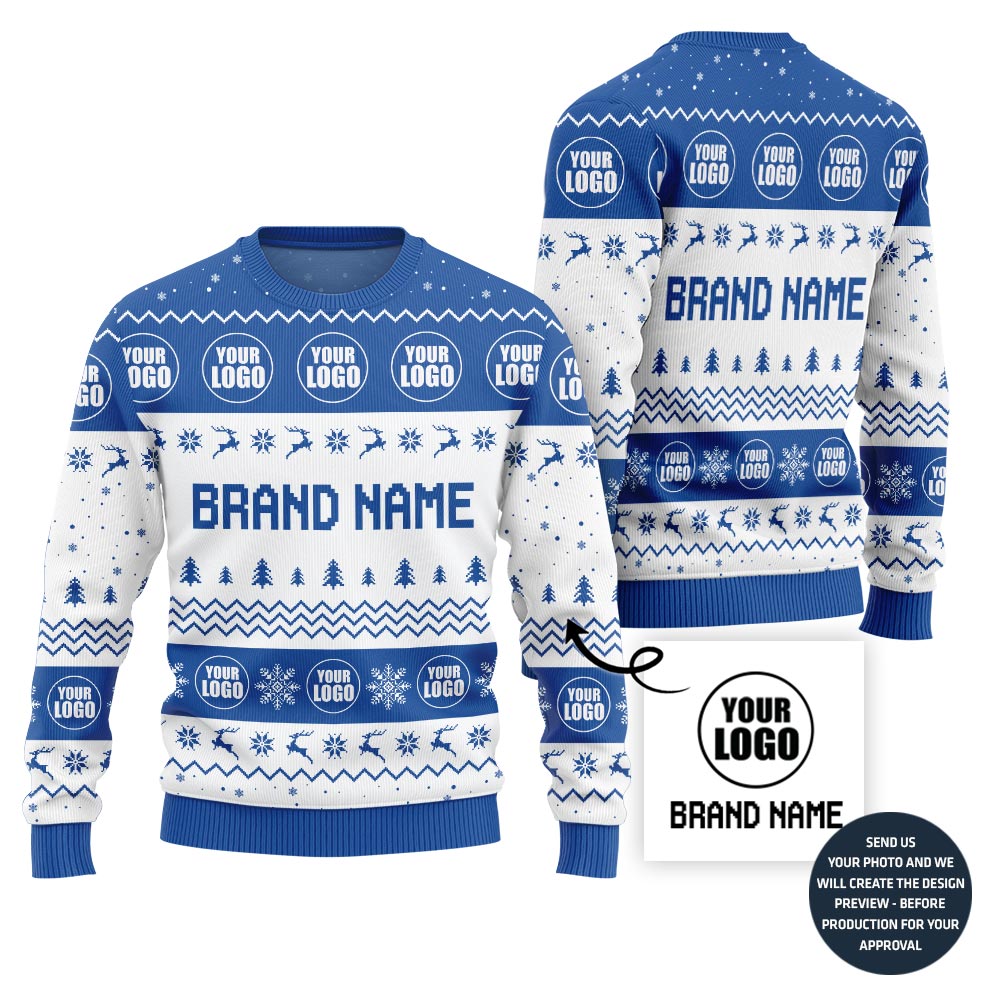 Simple Custom Brand Name And Logo Ugly Christmas Sweater