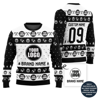 Simple Custom Football Team Logo Ugly Christmas Sweater