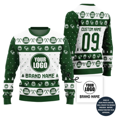 Simple Custom Football Team Logo Ugly Christmas Sweater