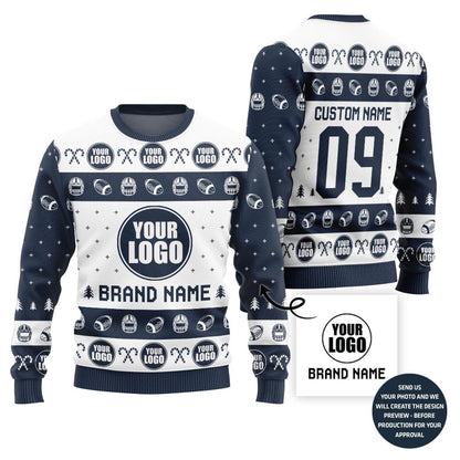 Simple Custom Football Team Logo Ugly Christmas Sweater