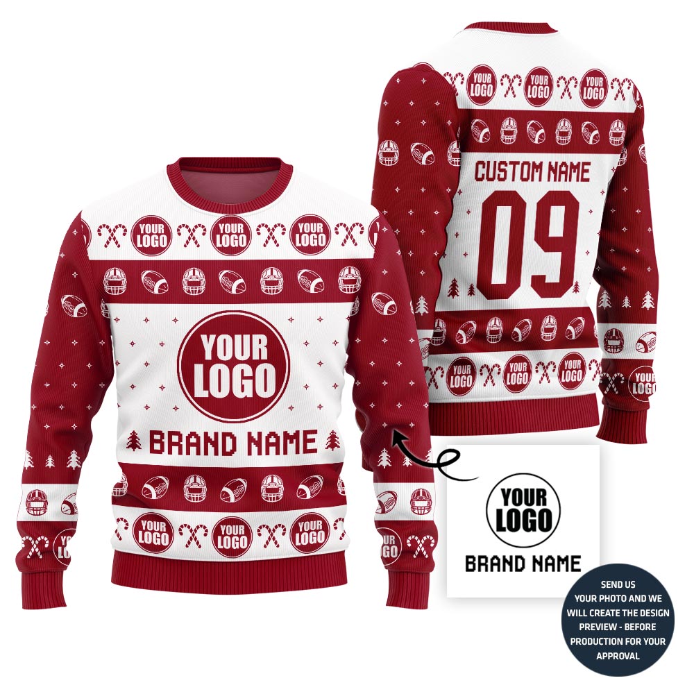 Simple Custom Football Team Logo Ugly Christmas Sweater