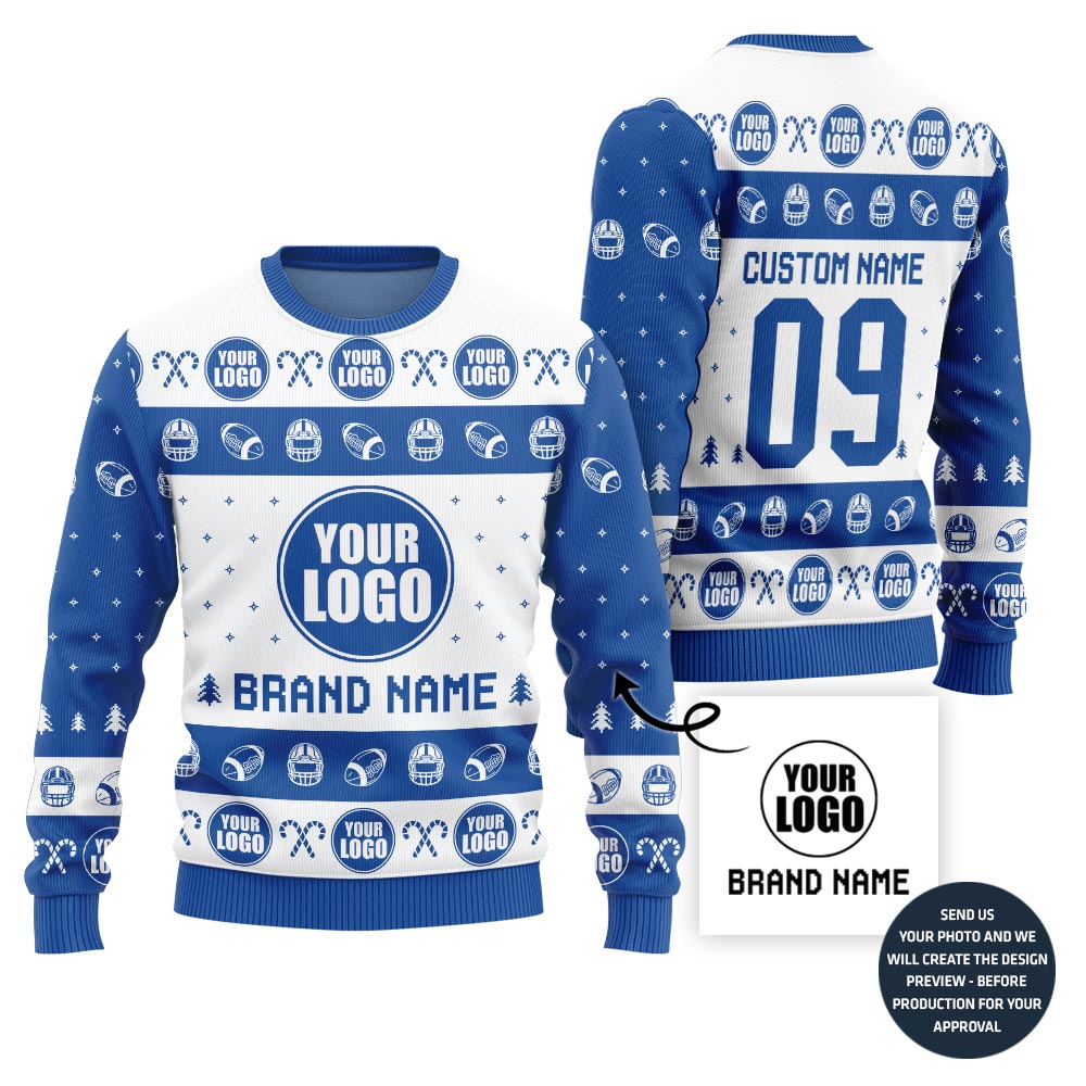 Simple Custom Football Team Logo Ugly Christmas Sweater