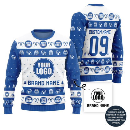 Simple Custom Football Team Logo Ugly Christmas Sweater