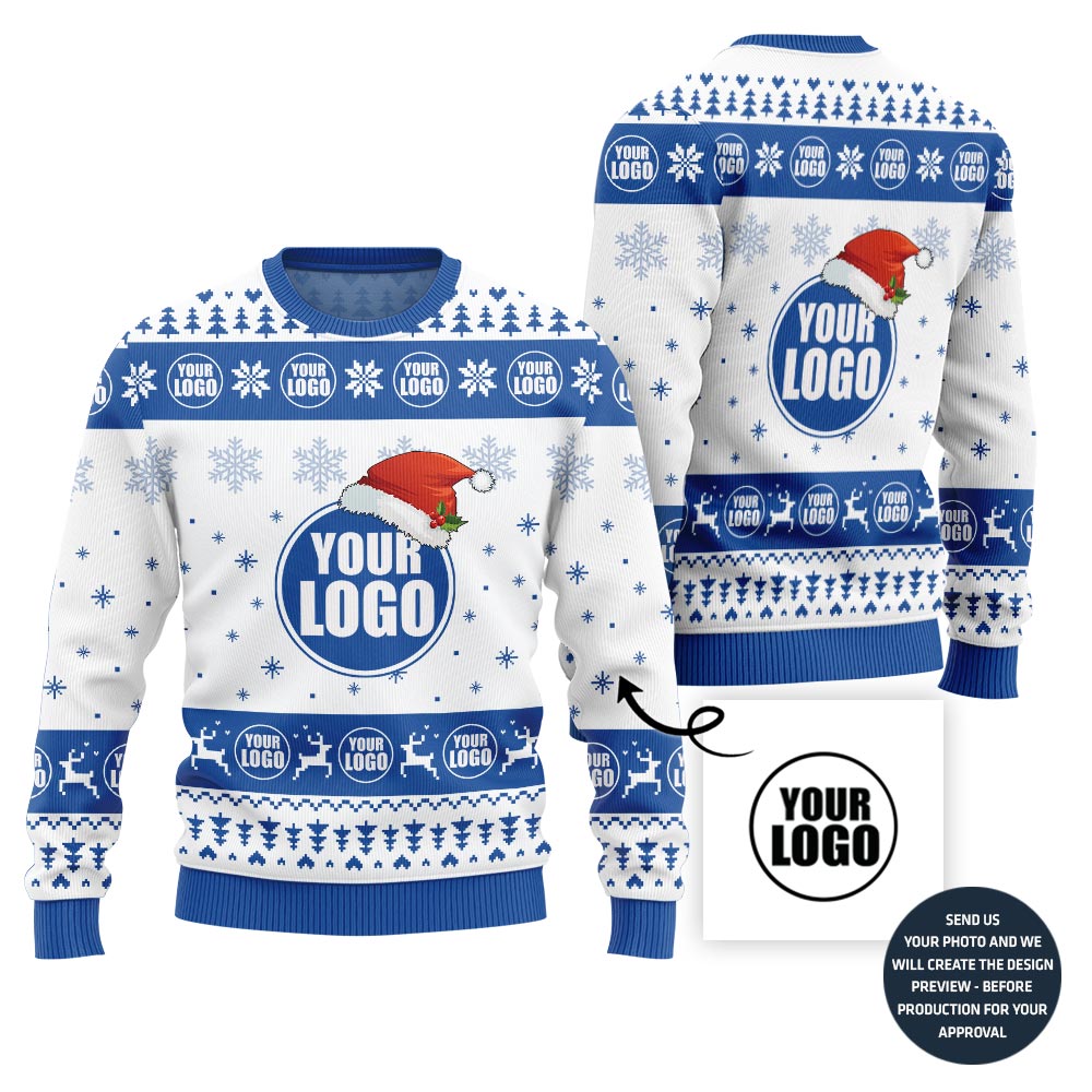 Simple Custom Logo For Business Holiday Sweater