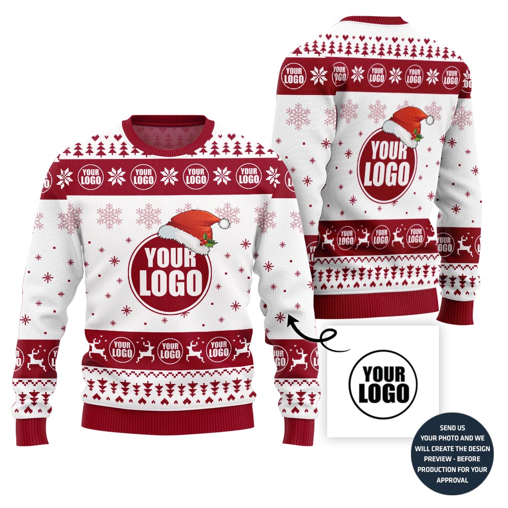Simple Custom Logo For Business Holiday Sweater