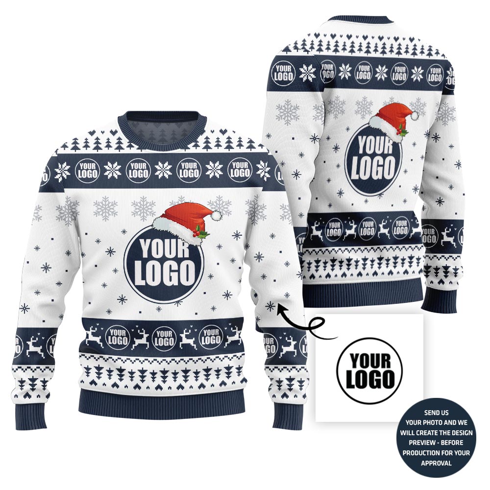 Simple Custom Logo For Business Holiday Sweater