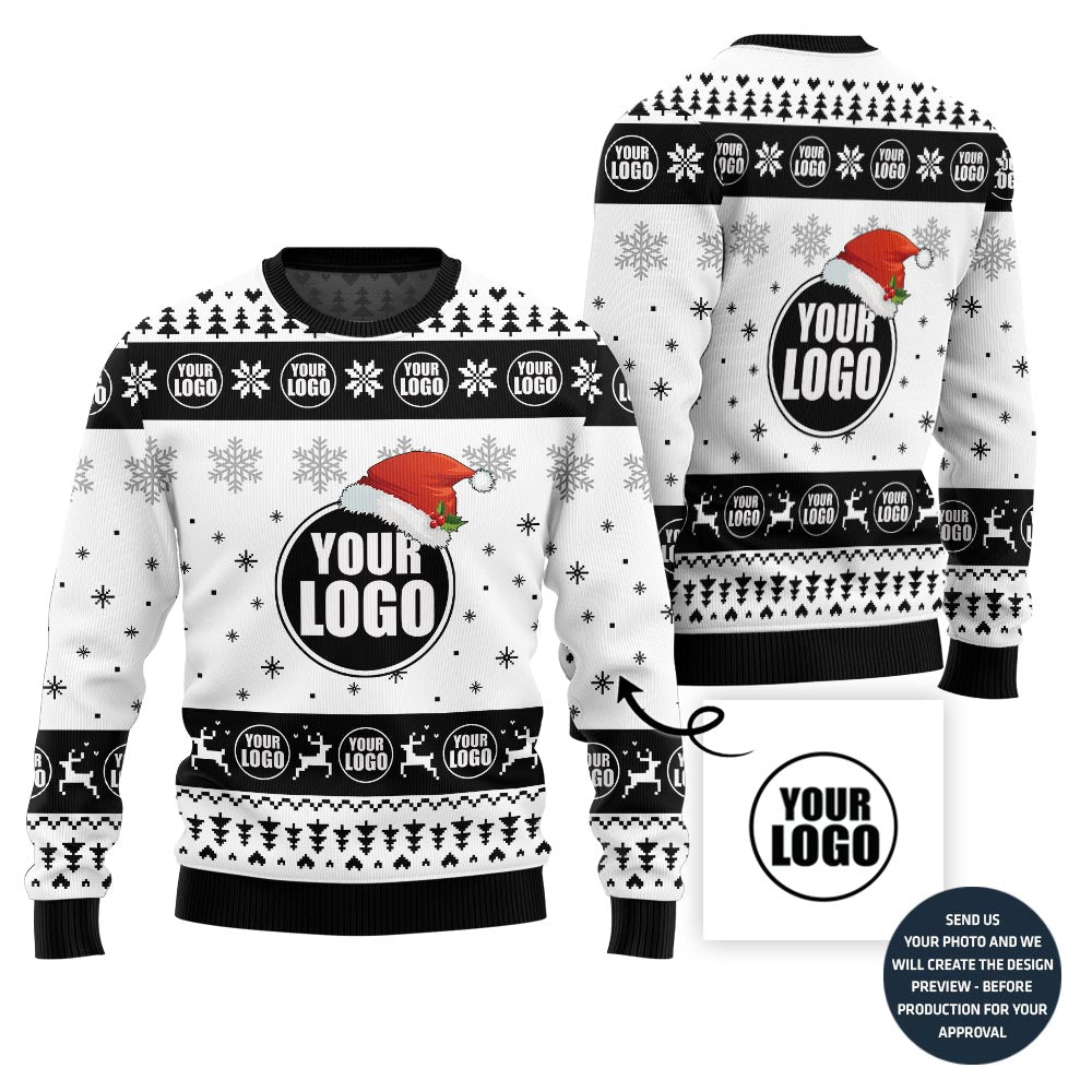 Simple Custom Logo For Business Holiday Sweater